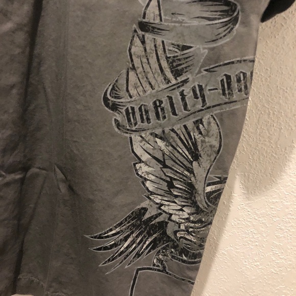 Men’s Garage Harley Davidson Gray Work Button Casual Button Shirt - Picture 2 of 6